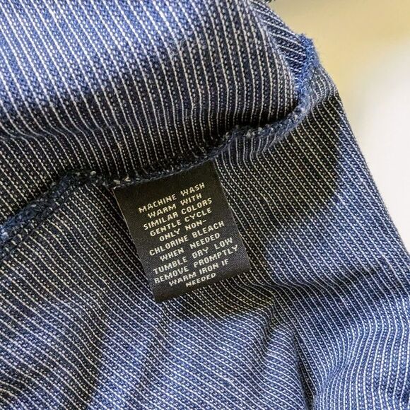 Hart Schaffner Marx Cotton Long Sleeve Button Down Shirt Navy Medium - Picture 5 of 8